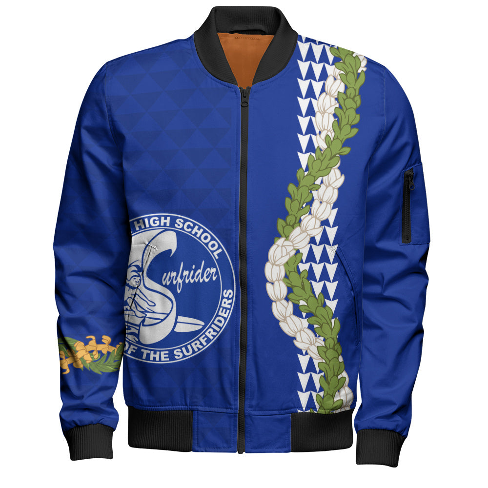 Kailua High School Bomber Jacket Puakenikeni Maile Flower Lei