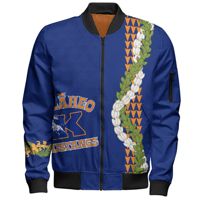 Kalaheo High School Bomber Jacket Puakenikeni Maile Flower Lei