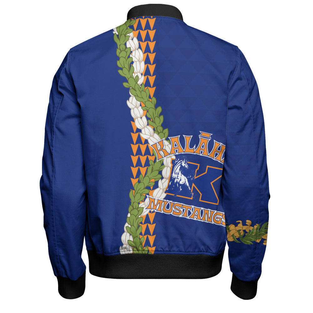 Kalaheo High School Bomber Jacket Puakenikeni Maile Flower Lei