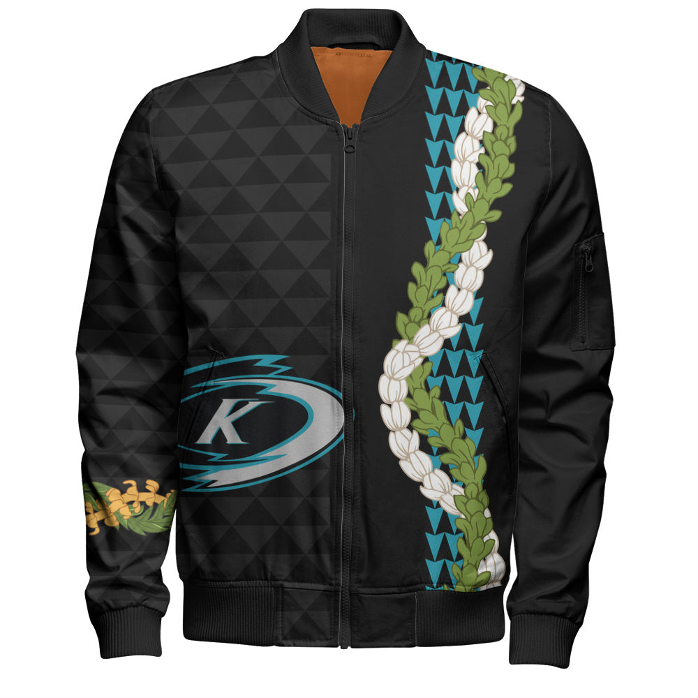 Kapolei High School Bomber Jacket Puakenikeni Maile Flower Lei