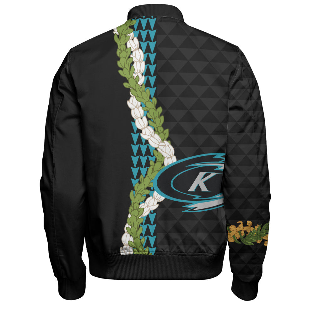 Kapolei High School Bomber Jacket Puakenikeni Maile Flower Lei
