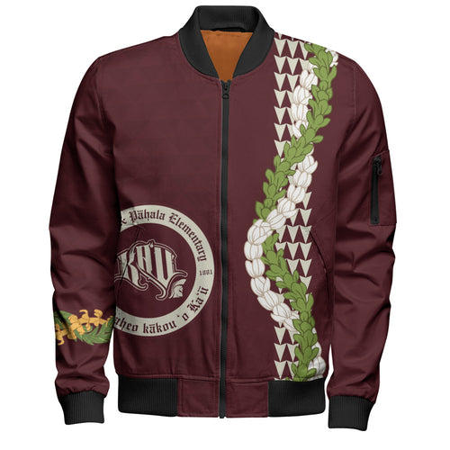 Kaʻū High & Pāhala Elementary School Bomber Jacket Puakenikeni Maile Flower Lei