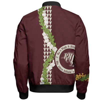Kaʻū High & Pāhala Elementary School Bomber Jacket Puakenikeni Maile Flower Lei
