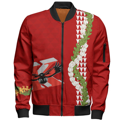 Kauai High School Bomber Jacket Puakenikeni Maile Flower Lei