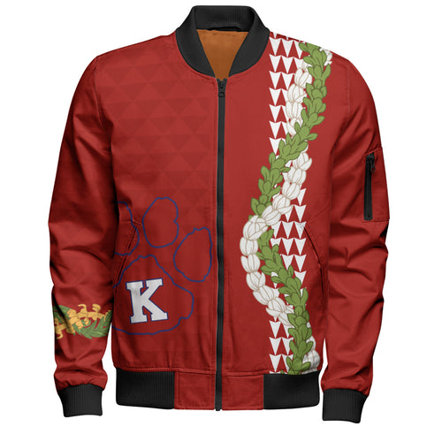 Keaʻau High School Bomber Jacket Puakenikeni Maile Flower Lei