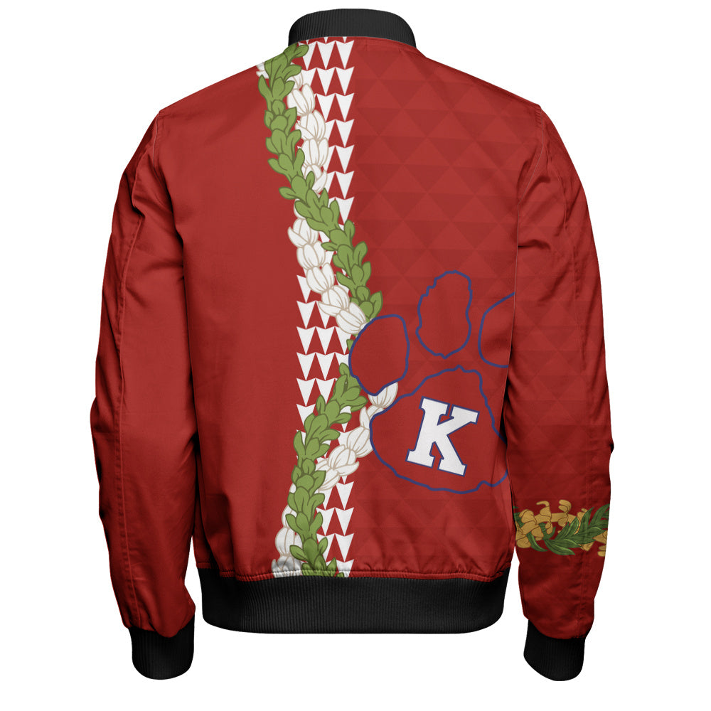 Keaʻau High School Bomber Jacket Puakenikeni Maile Flower Lei