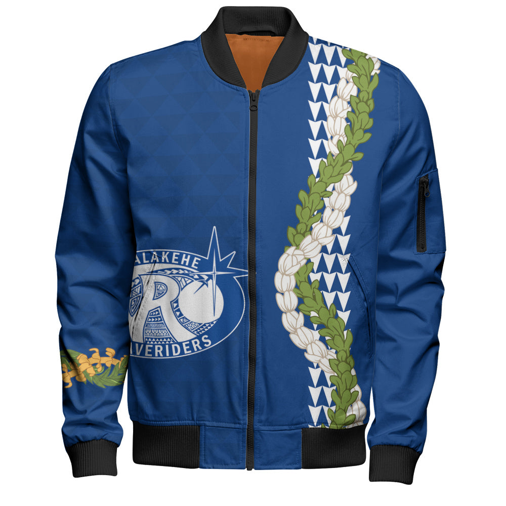 Kealakehe High School Bomber Jacket Puakenikeni Maile Flower Lei