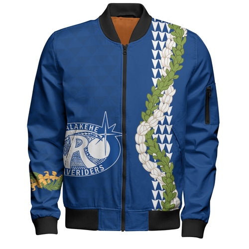 Kealakehe High School Bomber Jacket Puakenikeni Maile Flower Lei