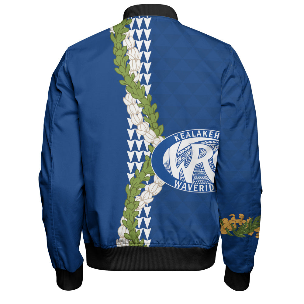 Kealakehe High School Bomber Jacket Puakenikeni Maile Flower Lei