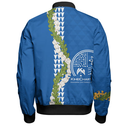 Kihei Charter School Bomber Jacket Puakenikeni Maile Flower Lei