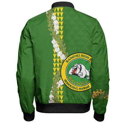 Kaimuki High School Bomber Jacket Puakenikeni Maile Flower Lei