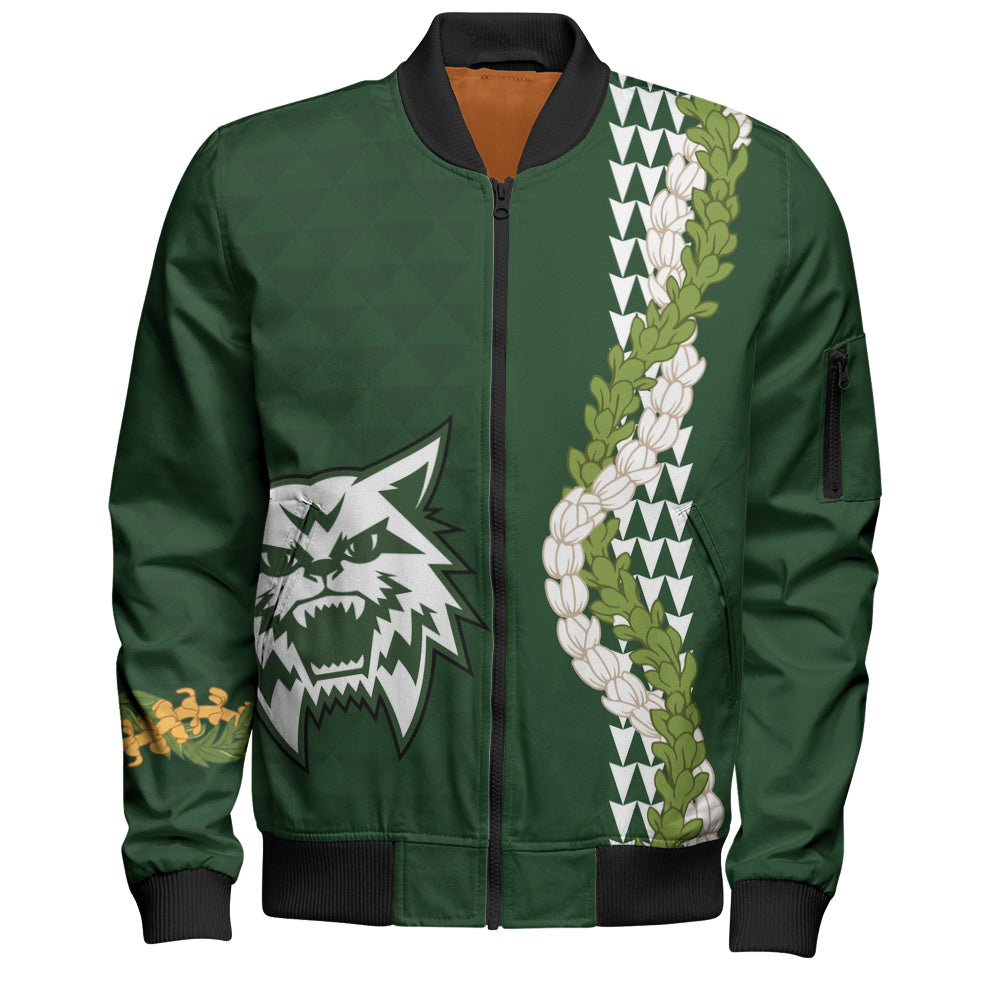 Konawaena High School Bomber Jacket Puakenikeni Maile Flower Lei