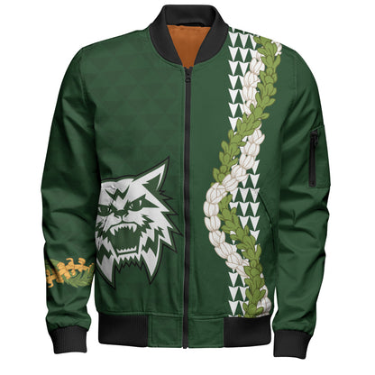 Konawaena High School Bomber Jacket Puakenikeni Maile Flower Lei