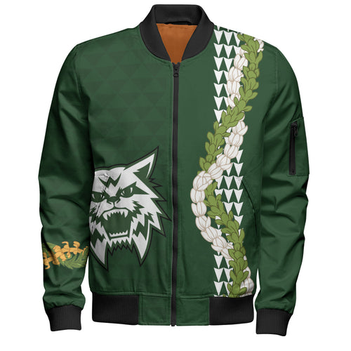 Konawaena High School Bomber Jacket Puakenikeni Maile Flower Lei
