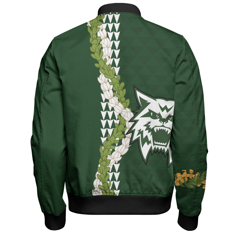 Konawaena High School Bomber Jacket Puakenikeni Maile Flower Lei