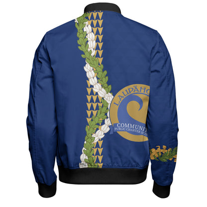 Laupāhoehoe Community Public Charter School Bomber Jacket Puakenikeni Maile Flower Lei