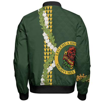 Leilehua High School Bomber Jacket Puakenikeni Maile Flower Lei