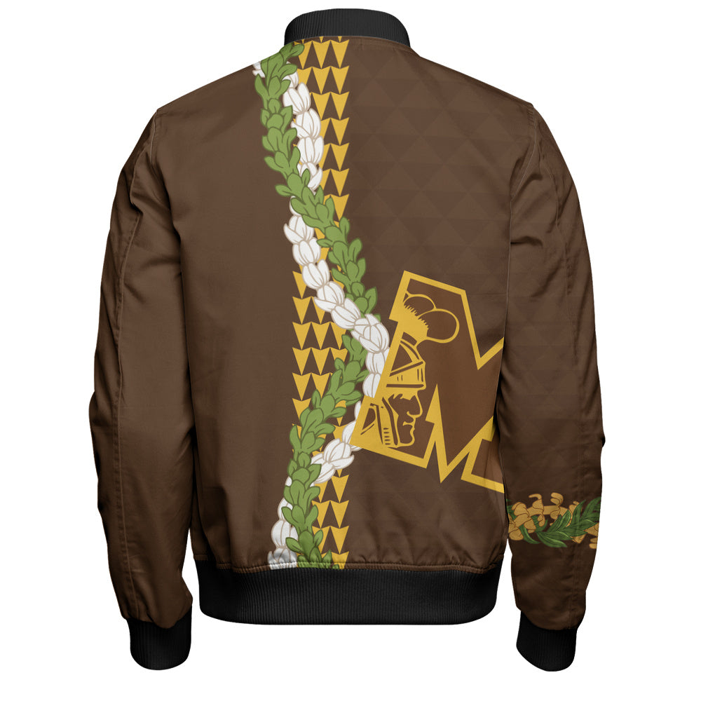 Mililani High School Bomber Jacket Puakenikeni Maile Flower Lei