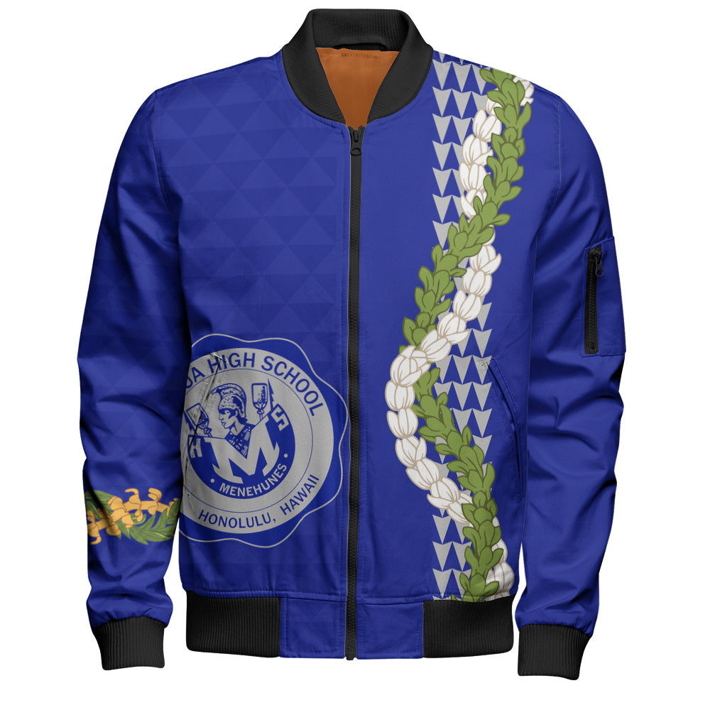 moanalua high school Bomber Jacket Puakenikeni Maile Flower Lei