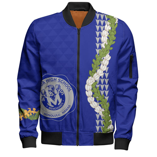 moanalua high school Bomber Jacket Puakenikeni Maile Flower Lei