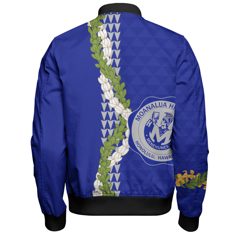 moanalua high school Bomber Jacket Puakenikeni Maile Flower Lei