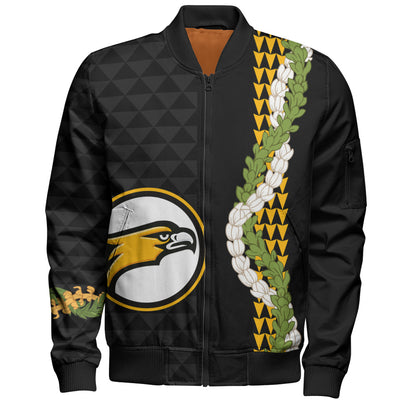 Nanakuli High and Intermediate School Bomber Jacket Puakenikeni Maile Flower Lei
