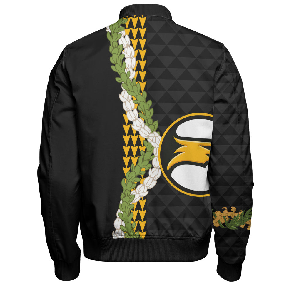 Nanakuli High and Intermediate School Bomber Jacket Puakenikeni Maile Flower Lei