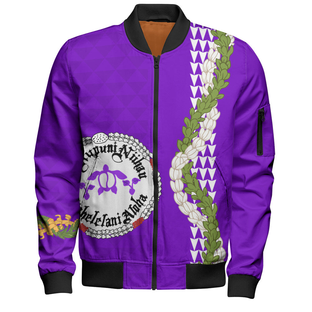 Ni'ihau High and Elementary School Bomber Jacket Puakenikeni Maile Flower Lei