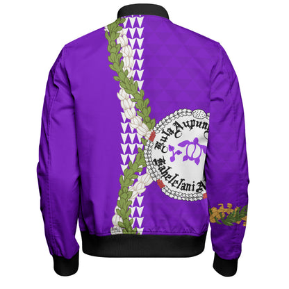 Ni'ihau High and Elementary School Bomber Jacket Puakenikeni Maile Flower Lei