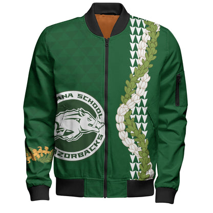 Olomana High & Intermediate School Bomber Jacket Puakenikeni Maile Flower Lei
