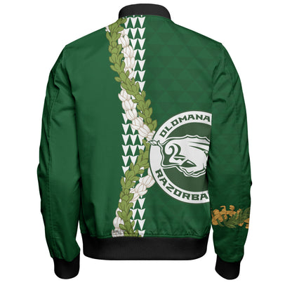 Olomana High & Intermediate School Bomber Jacket Puakenikeni Maile Flower Lei