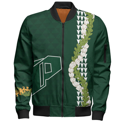 Pahoa High and Intermediate School Bomber Jacket Puakenikeni Maile Flower Lei