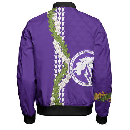 Pearl City High School (Hawaii) Bomber Jacket Puakenikeni Maile Flower Lei