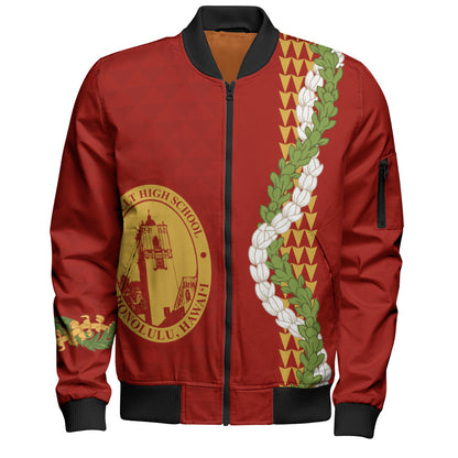 President Theodore Roosevelt High School Bomber Jacket Puakenikeni Maile Flower Lei