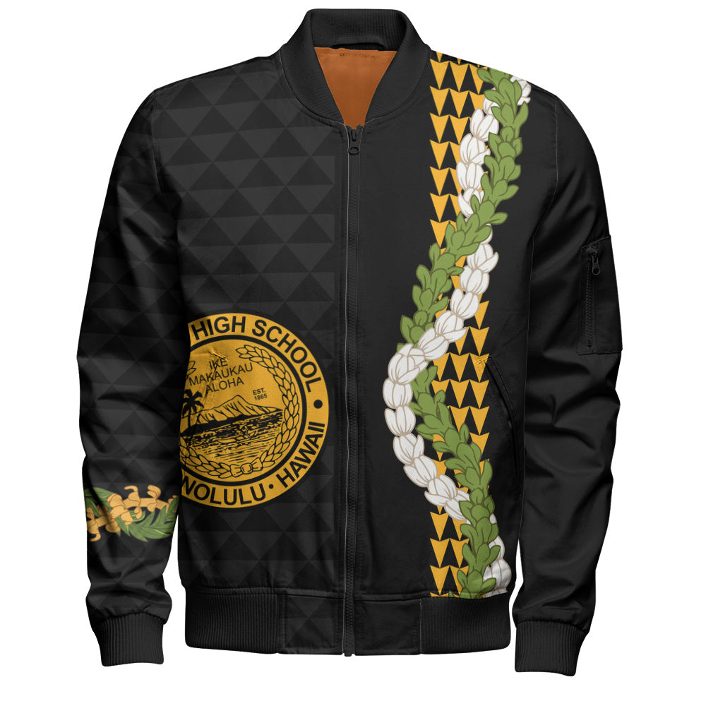 President William McKinley High School Bomber Jacket Puakenikeni Maile Flower Lei