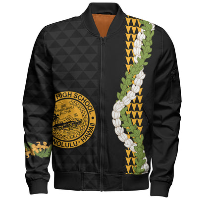 President William McKinley High School Bomber Jacket Puakenikeni Maile Flower Lei