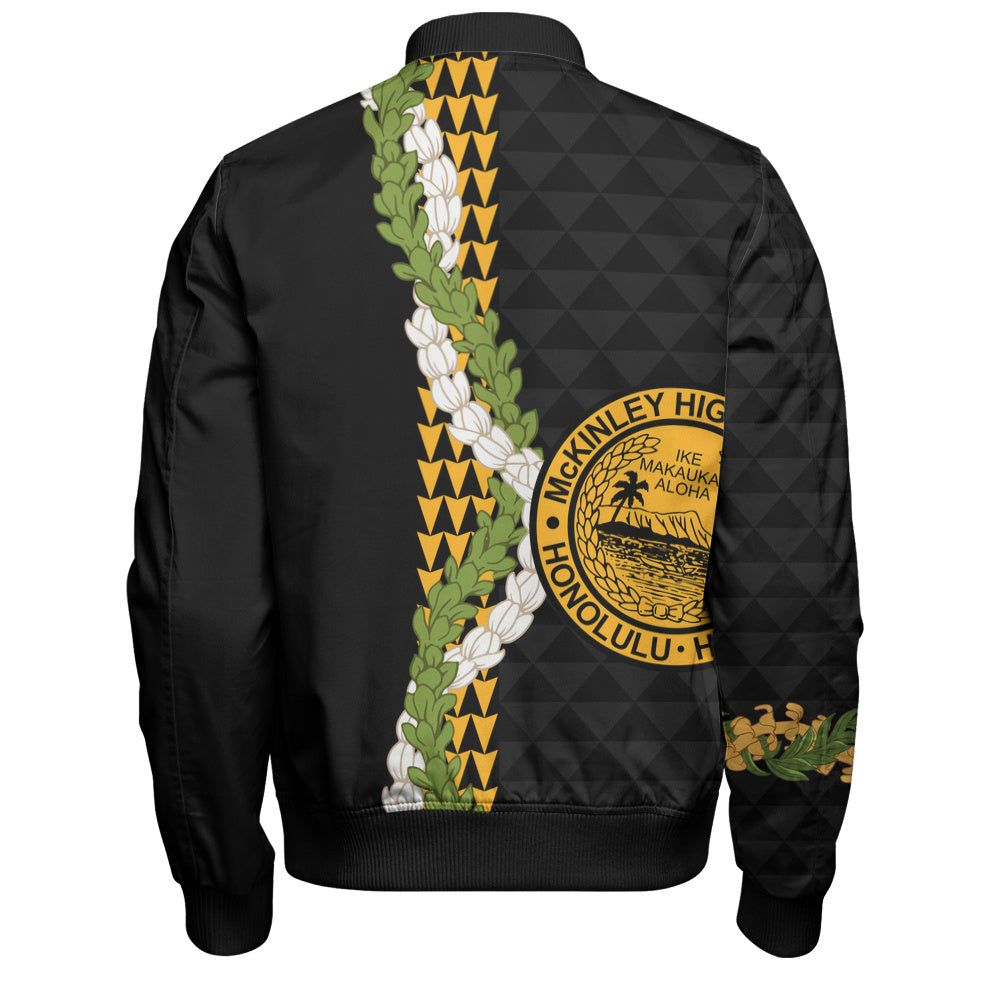 President William McKinley High School Bomber Jacket Puakenikeni Maile Flower Lei