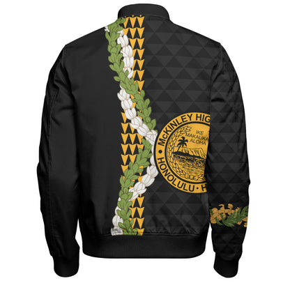 President William McKinley High School Bomber Jacket Puakenikeni Maile Flower Lei