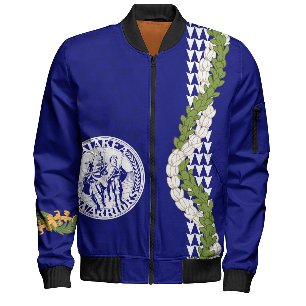 Waiakea High School Bomber Jacket Puakenikeni Maile Flower Lei