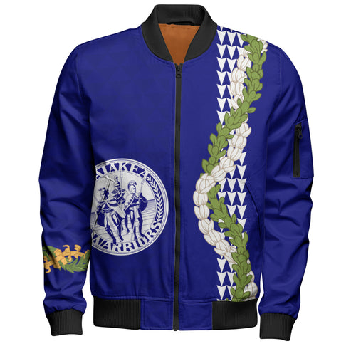 Waiakea High School Bomber Jacket Puakenikeni Maile Flower Lei