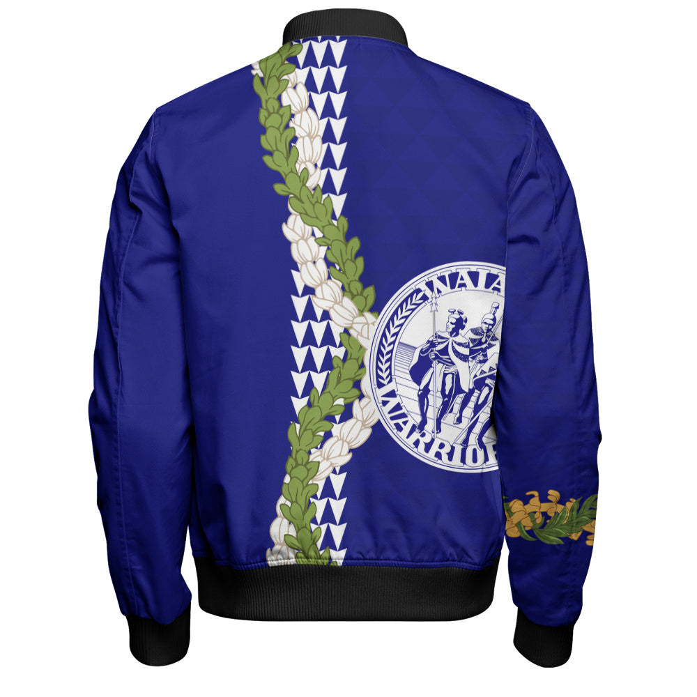 Waiakea High School Bomber Jacket Puakenikeni Maile Flower Lei
