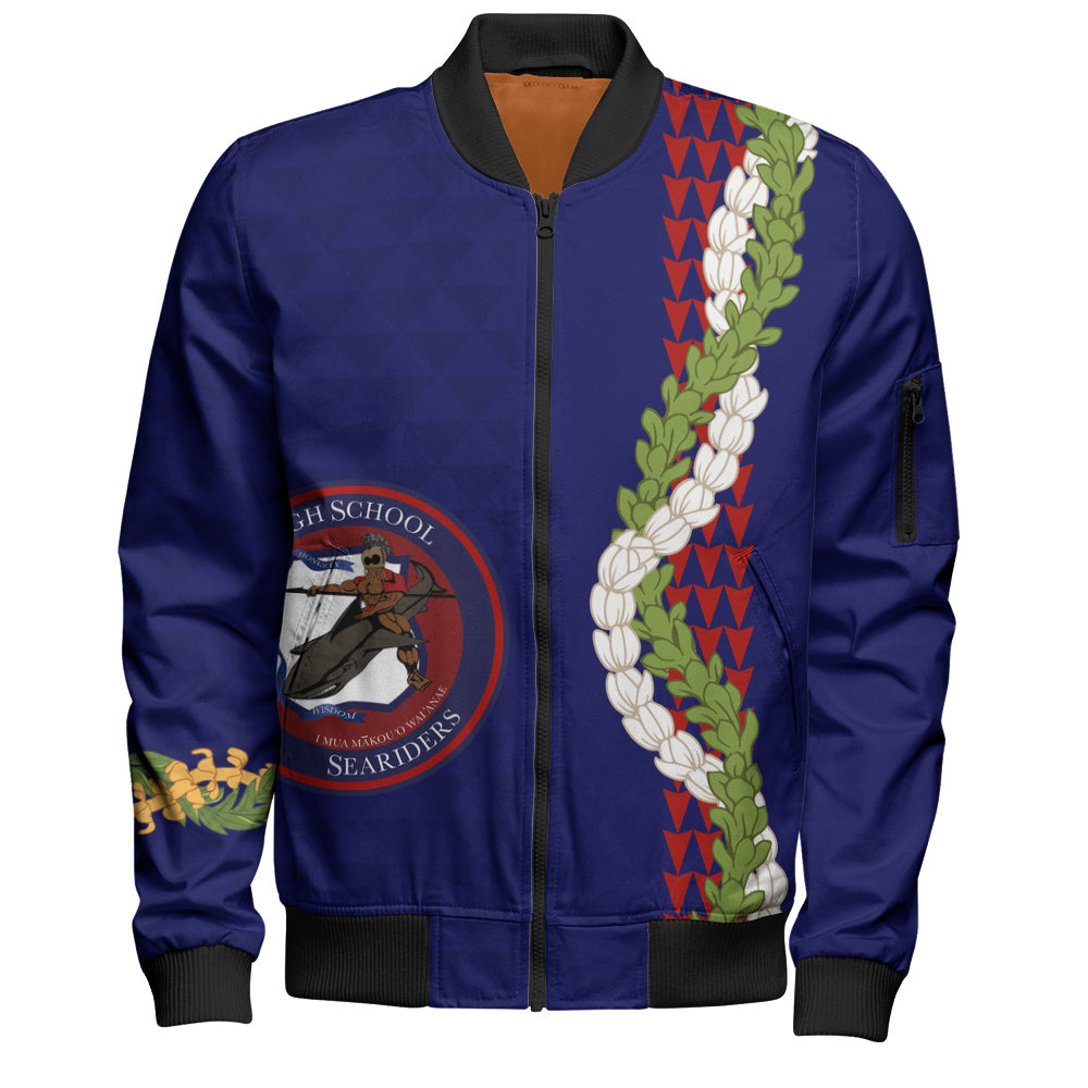 Waianae High School Bomber Jacket Puakenikeni Maile Flower Lei