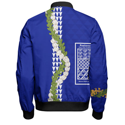 Waimea Middle Public Conversion Charter School Bomber Jacket Puakenikeni Maile Flower Lei