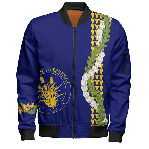 Waipahu High School Bomber Jacket Puakenikeni Maile Flower Lei