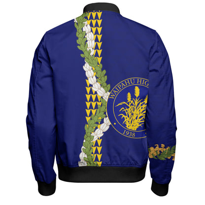 Waipahu High School Bomber Jacket Puakenikeni Maile Flower Lei