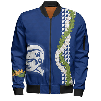 Waimea High School Bomber Jacket Puakenikeni Maile Flower Lei