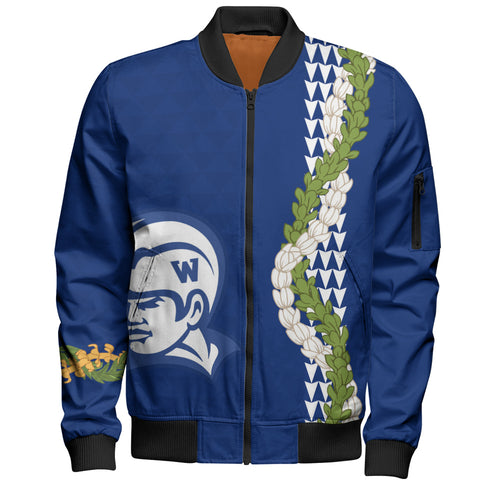 Waimea High School Bomber Jacket Puakenikeni Maile Flower Lei