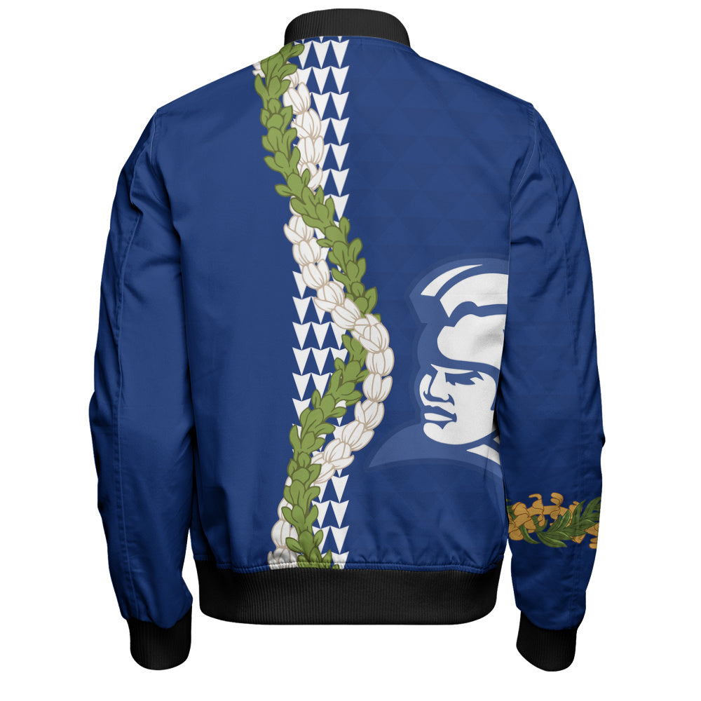 Waimea High School Bomber Jacket Puakenikeni Maile Flower Lei