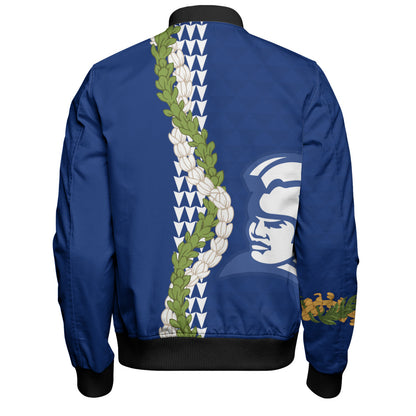 Waimea High School Bomber Jacket Puakenikeni Maile Flower Lei