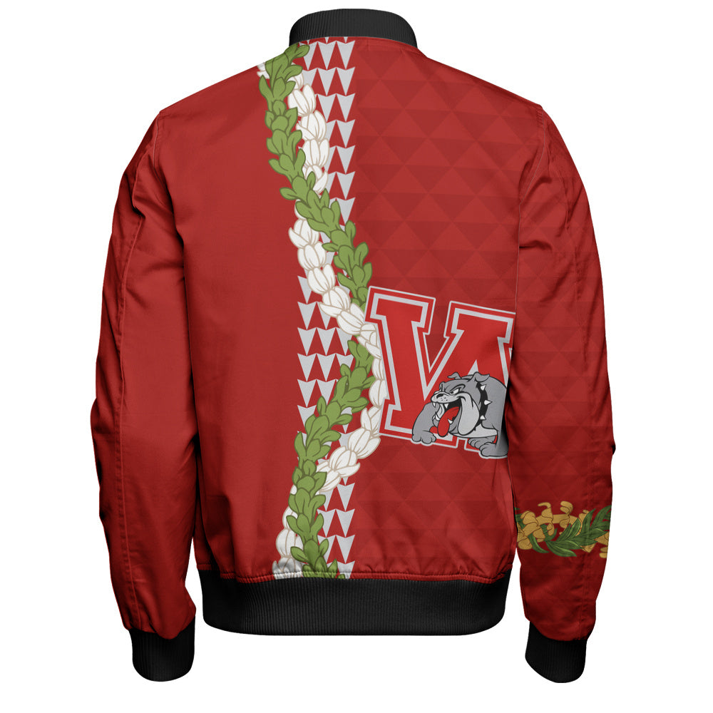 Waialua High and Intermediate School Bomber Jacket Puakenikeni Maile Flower Lei